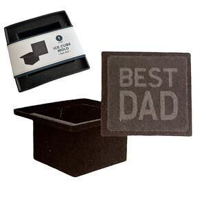NEW "Best Dad" LG ICE CUBE MOLD 3"x2" Silicone Rubber Ice Tray Just Add Water